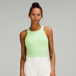 Lululemon athletica ebb to street cropped tank size 8 scream lime green